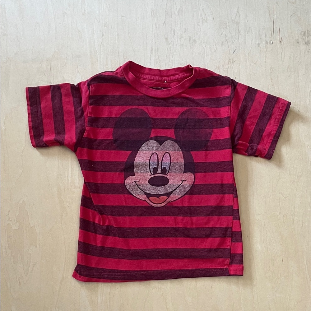 Disney Mickey Mouse Kids Tee - Red and Black Stripes